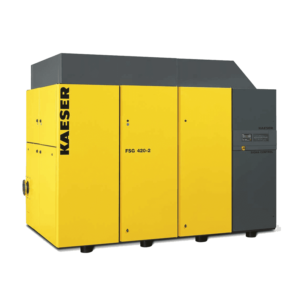 Oil-free compression rotary screw compressors with water-cooling
